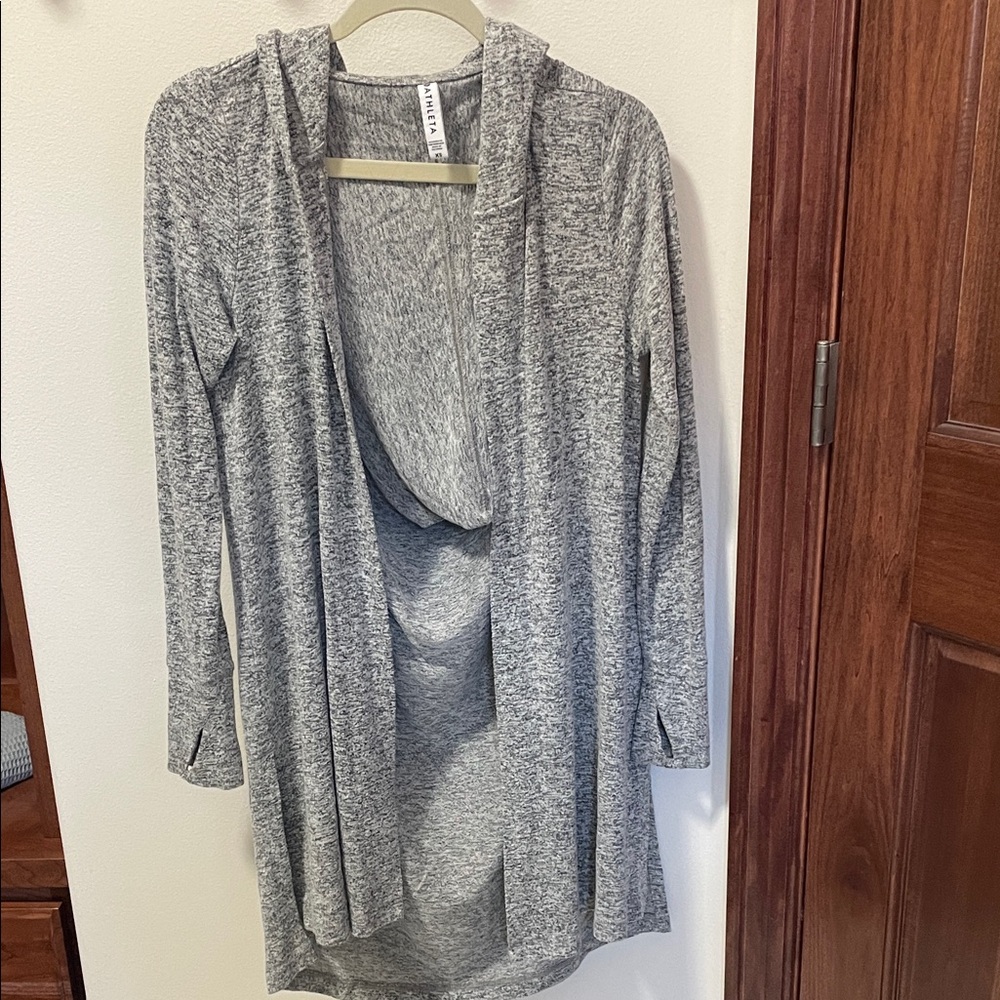 Athleta Gray Hooded Cardigan